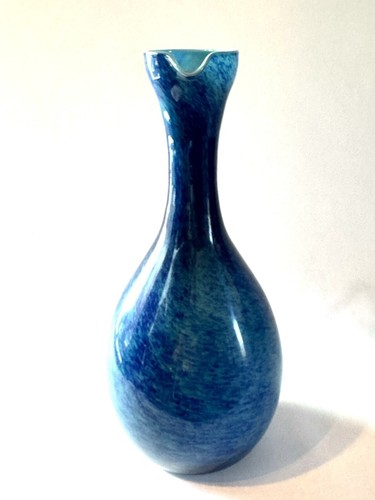 Italian Art Glass Pitcher Vase Tortoise Cobalt Blue Empoli Murano 14” Vintage - Picture 13 of 19