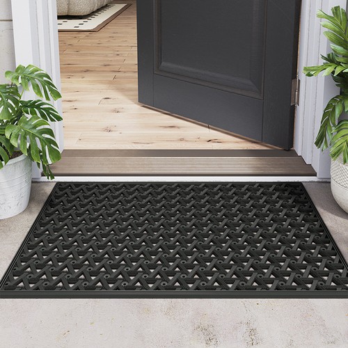 Alfombrillas de puerta delantera antideslizantes felpudo exterior invierno nieve suciedad atrapa alfombra de entrada - Imagen 4 de 15