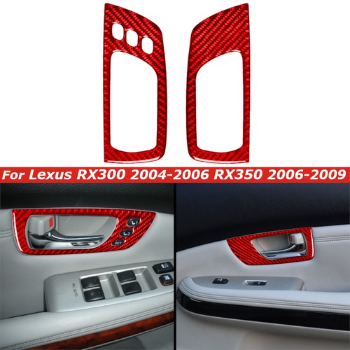 Red Carbon Fiber Interior Front Door Handle Panel Cover Trim For LEXUS RX330 350