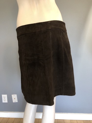 Falda de cuero gamuza marrón oscuro con marco talla 29 - Imagen 6 de 12
