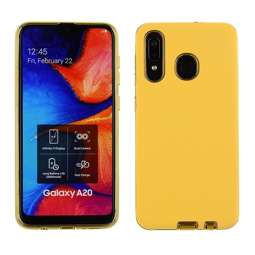 Für Samsung Galaxy A20 | A30 - Gummierte Robuste Slim Cover Hülle mit Chromrand - Bild 30 von 31