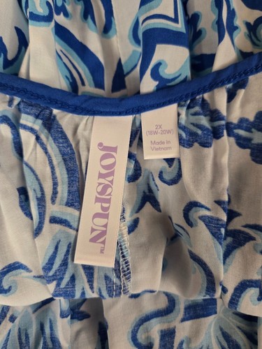 Nuevo con etiquetas Maxi Camisón para Mujer con Tirantes - Azul y Blanco - Joyspun Ropa de Dormir 2X - Imagen 5 de 6
