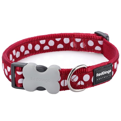 Red Dingo Collar or Lead - SNOWBALLS/Red & White Spots Design - Picture 4 of 5