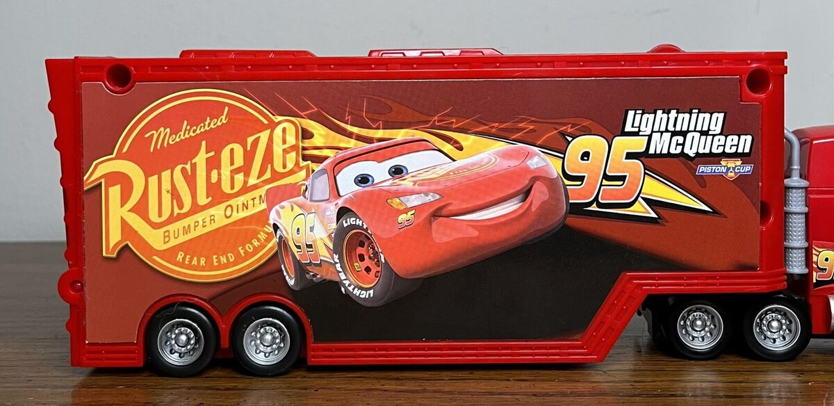 Disney Pixar Cars Mack Semi Truck Playset w 2x Lightning McQueen Mattel 2016