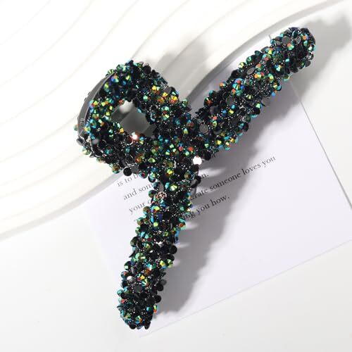 Diamond Pearl Bow Hair Claw Clips Rhinestone Hair Claw Clip for Christmas Green - Bild 6 von 7