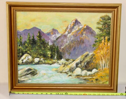 Fiery Signed Mountain Landscape Impressionist Oil Painting Similar to Carl Bork