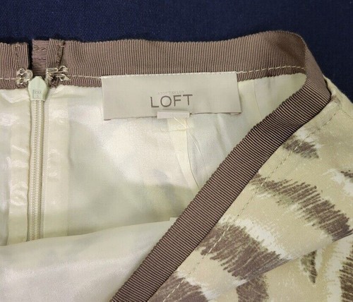 NUEVO CON ETIQUETAS Ann Taylor LOFT Marrón Estampado Animal Mujer Falda Lápiz ~ Mezcla Algodón/Seda - Imagen 4 de 6