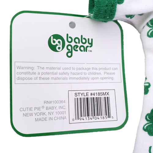 Baby’s First St. Patrick’s Day 3-6 Months Green White Lucky Charm Clovers NWT - Picture 7 of 8