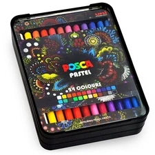 Uni POSCA Pastel Professional Wax Colouring Pastel - KPA-100 - Gift Set of 24