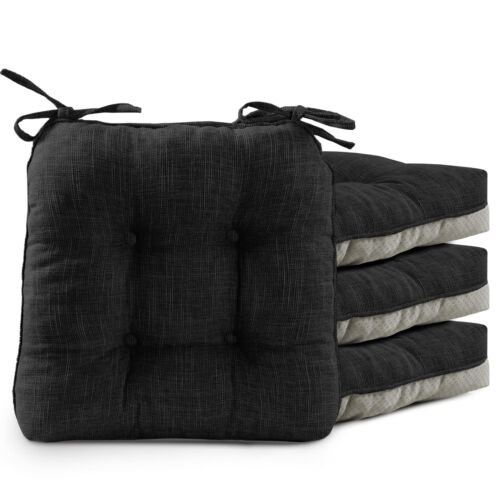 Chair Cushions Set of 4 - Tufted Non Slip Memory Foam Seat Cushions with Ties...