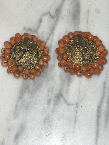 Rare Vintage & Antique Signed Miriam Haskell 1940’s Coral Bracelet & Earrings - Picture 23 of 24