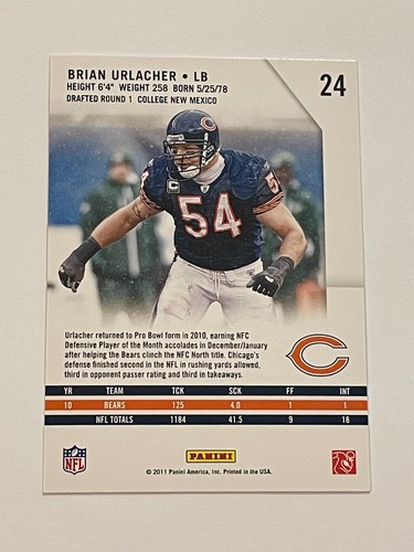 2011 Panini Rookies & Stars Football #24 - Brian Urlacher - Chicago Bears - Picture 2 of 2