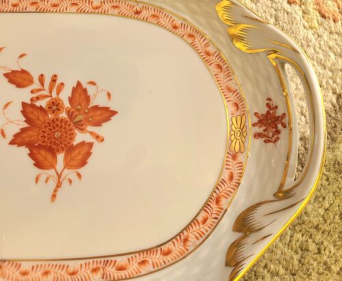 Herend Vintage Porcelain “Chinese Bouquet” Rust 19.5” Tray - Discontinued - Picture 2 of 7
