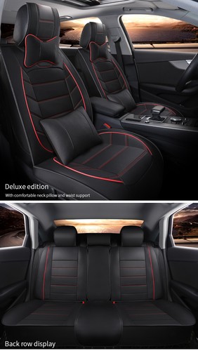 5 Seat Full Set Car Seat Cover Waterproof Luxury Leather Universal for Sedan SUV - Picture 12 of 24