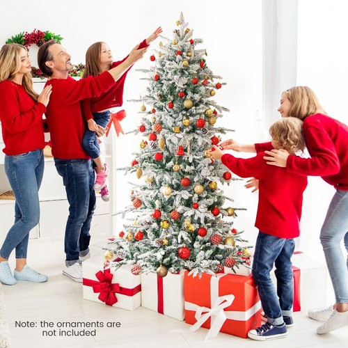 6FT Pre-Lit Artificial Christmas Tree Hinged Slim Xmas Tree W/ 210 LED Lights - Picture 4 of 9