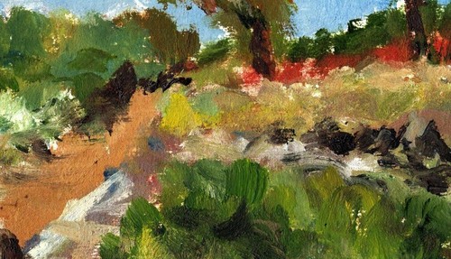 ORIGINAL PLEIN AIR GEMÄLDE AUF PAPIER 4x6 cm Lake Wohlford, Escondido, CA - Bild 5 von 8