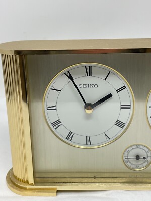 VINTAGE SEIKO JAPAN QUARTZ WORLD TIME BRASS DESK CLOCK