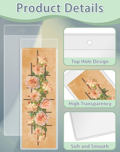120 Pcs Clear Bookmark Sleeves Photo Booth Sleeves Book Marker Cover Holder - Picture 6 of 7