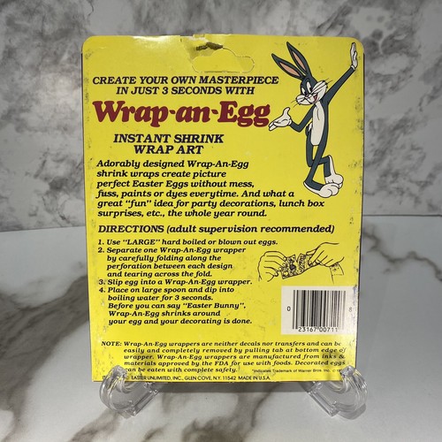 VTG 80s Bugs Bunny Looney Tunes Wrap-an-Egg ~Easter Shrink Wrap Art Kit (all 12) - Picture 3 of 7