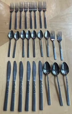 Mixed Lot 26 Pieces ROSE SERENADE National Stainless Flatware Korea Forks Spoons
