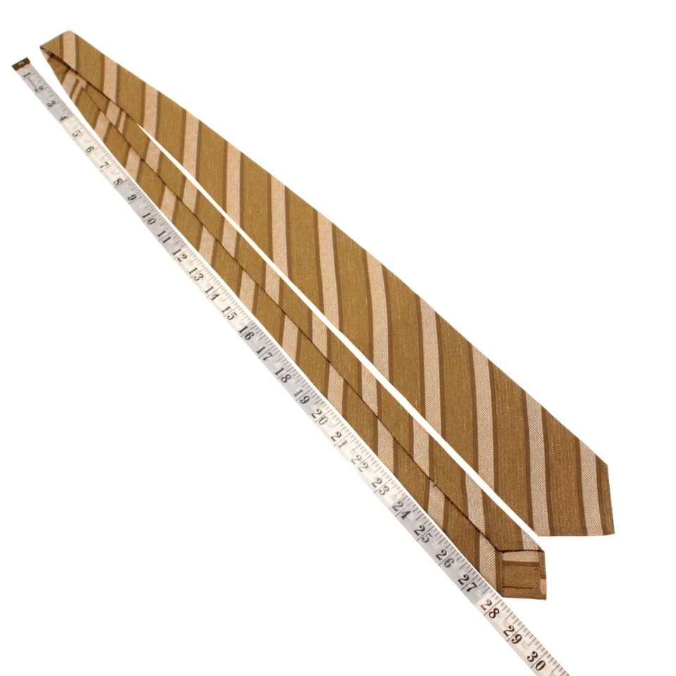 Corbata Kiton nueva sin etiquetas seda/lino/lana siete pliegues en rayas amarillentas verde/blanco melange Foto 3 de 4