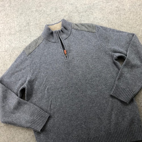 Vineyard Vines Sweater Men Large Gray Wool 1/4 Zip Knit Mock Neck Casual - Picture 3 of 16