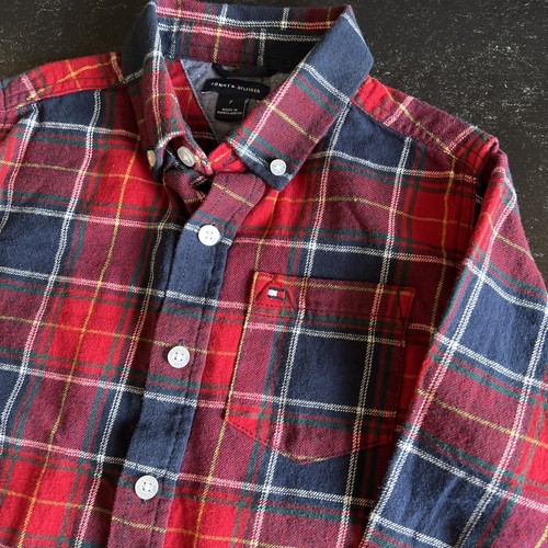 Tommy Hilfiger Boy’s Flannel Red/Blue Longsleeve Button Up Size 7 - Picture 2 of 12