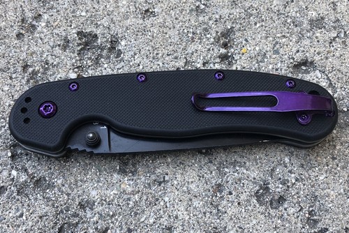 Translucent Purple Titanium Deep Pocket Clip & Screw Set For Ontario Rat 1 Knife - Picture 5 of 12