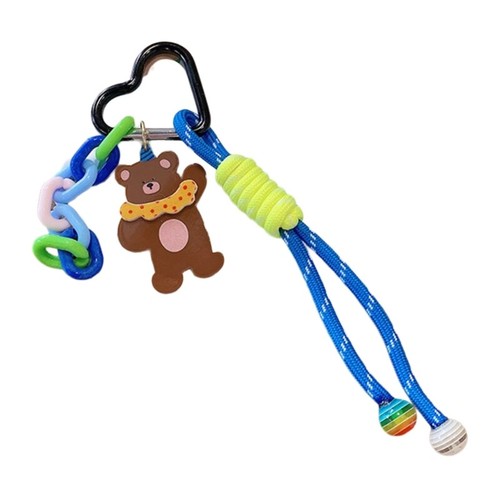 Sweet Dancing Bear Colorful Chain Love Buckle Nylon Rope Bag Pendant Keychain - Picture 12 of 15