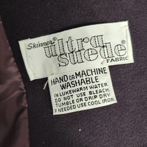 VTG Adolph Schuman For I. Magnin Purple Ultra Suede Open Lined Blazer Women's 14 - Picture 10 of 13