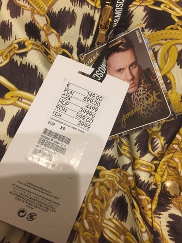 MOSCHINO H&M Gold Chains Bomber Jacket Iconic SIZE XS - Picture 3 of 6