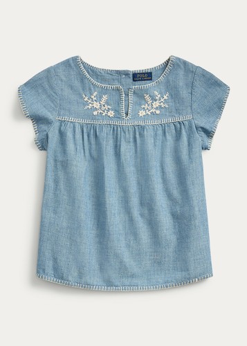 Ralph Lauren BLUE Girl's Embroidery Chambray Top, US 2 - Bild 1 von 3