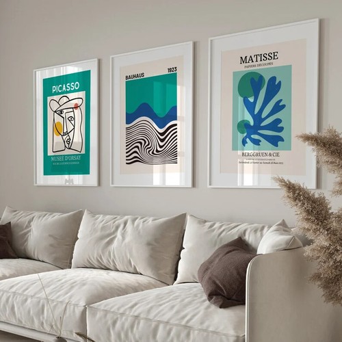 Matisse Bauhaus Picasso Wall Art Classic Retro Home Print Picture 3 Set A4 A3 - Picture 1 of 7