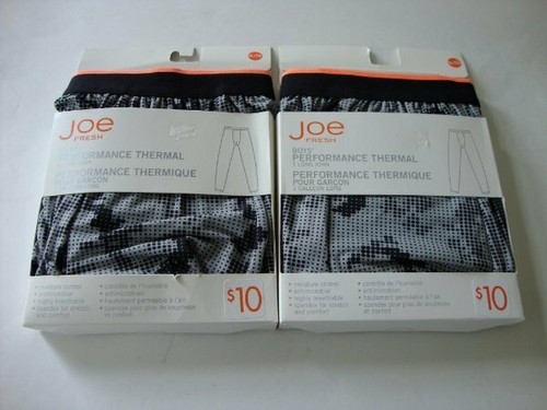 JOE Fresh Boys Performance Thermal Long John Size XL Extra Large Gray & Black