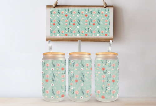 Cottagecore Blumen Milchglas Dose, Floral 16 Oz Glas Tasse Geschenk von Mugzan - Bild 2 von 8