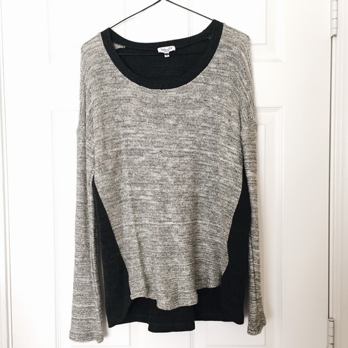 Splendid City Sparkle Grau Schwarz Silber Colorblock Metallic Thread Sweatshirt M - Bild 3 von 7