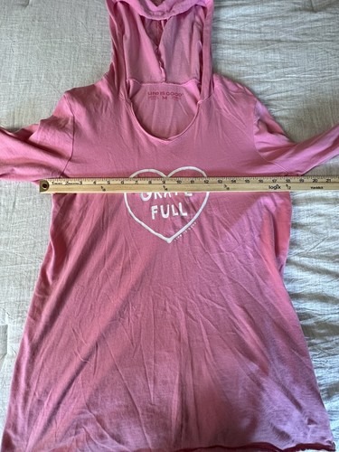 Life Is Good Womens Hooded Top Size M Pink "Grate Full" Basics Roll Hem Hoodie - Picture 6 of 7