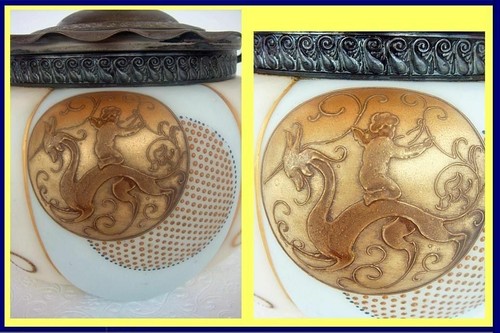 Antique Crown Milano Royal Flemish Cracker Barrel Biscuit Jar Cupid Cherub (4822 - Picture 4 of 7
