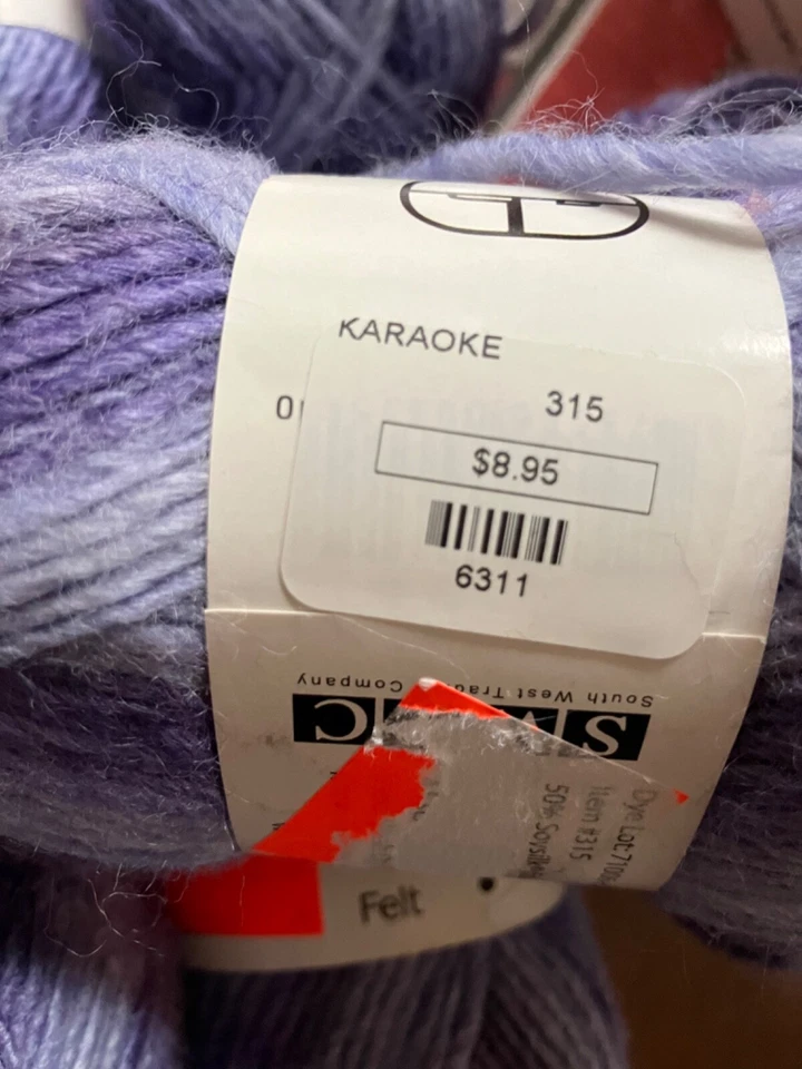 Hilo de karaoke SWTC #315 soja/lana lote de 10 madejas fieltro azul violeta Foto 4 de 4
