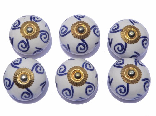 Vintage Ceramic Glass Knobs Drawer Door Pulls Artisan Shabby Chic x 6 - FREE P&P - Picture 212 of 234