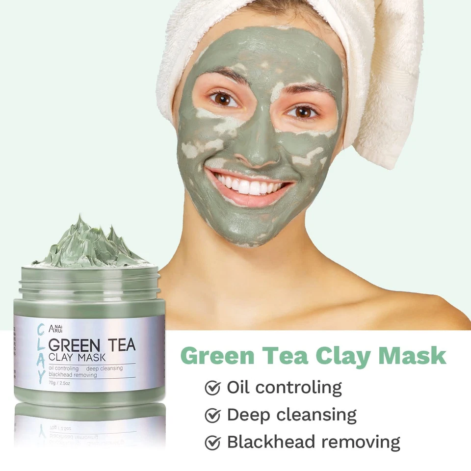 Máscara de arcilla de cúrcuma - Máscara de arcilla de té verde - Máscara de barro de minerales del Mar Muerto, spa facial Foto 4 de 4