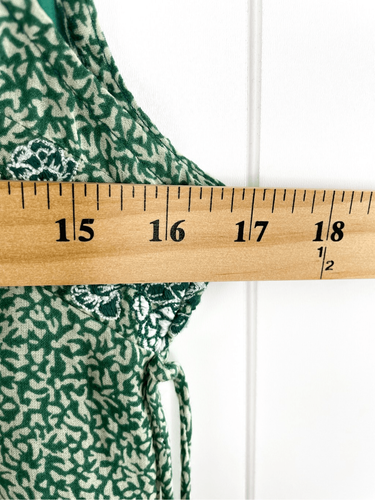 Anthropologie Aida Embroidered Mini Dress Green Motif / tasseled side tie dress - Picture 9 of 12