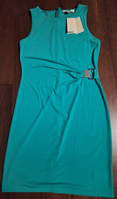 Michael Kors Teal Shift Dress Size M NWT NEW Buckle $140