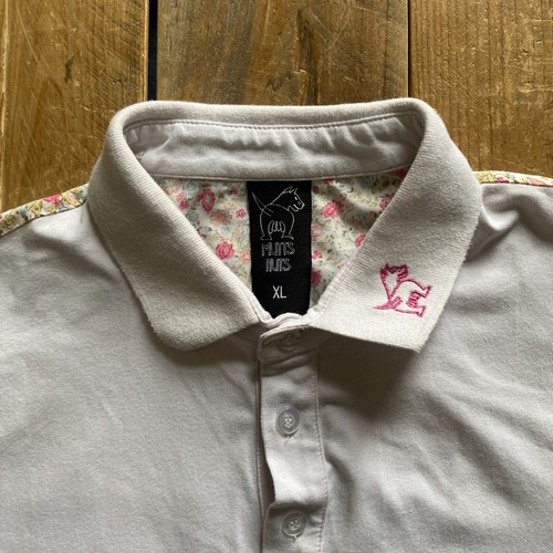 Mutts Nuts Polo Shirt - Flowers White Pink Blue - XL - Picture 4 of 11