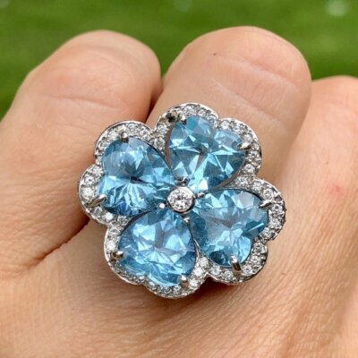 925 Silver Gemstone Lab-Created Blue Sapphire Heart-Cut 4.7