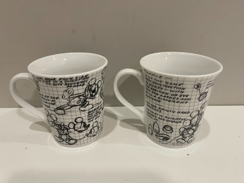 Set of Disney Coffee Mug Cups Mickey And Minnie Mouse Sketch Book Set Of 2 2008 - Picture 4 of 4