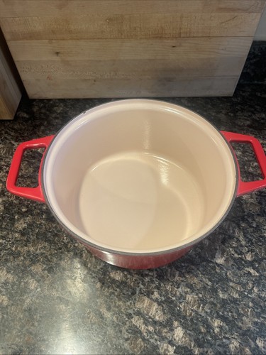 Misen Large 7qt Dutch Oven Red Enameled Cast Iron Pot Used VGUC - Picture 4 of 11