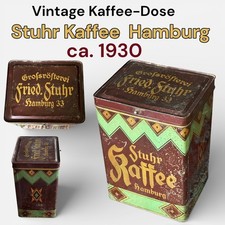Original Vintage Antik Alt Blechdose STUHR KAFFEE HAMBURG 1930 Reklame Container