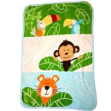 Garanimals Jungle Safari Toucan Tiger Monkey Leaves 30X45 Baby Blanket Plush