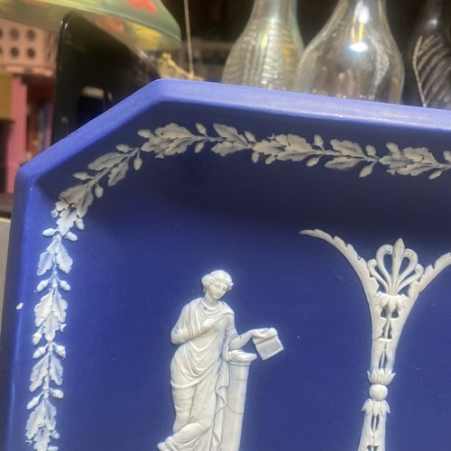 Antique Wedgewood jasperware Dark Blue White Navy Vanity Dresser Tray 1900 - Picture 7 of 14